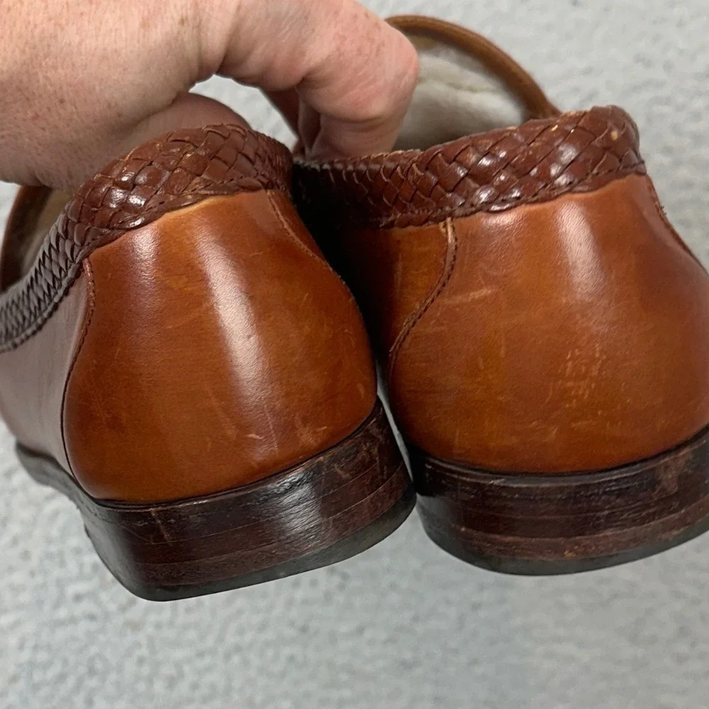 Allen Edmonds Shoes Men 10 Maxfield Tassel Brown Braided Leather Loafers Slip On